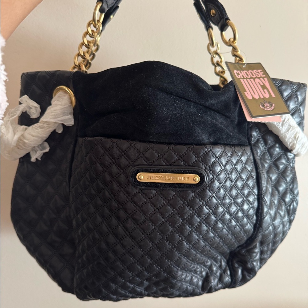 Juicy Couture Black Quilted Shoulder Bag with Gold Chain Brand New with tags!